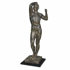 Casa Padrino Deko Bronze Skulptur Mann Braun / Schwarz H. 90 cm - Große Deko Figur