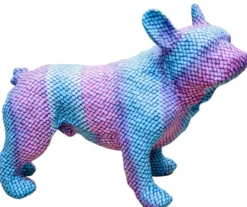 Casa Padrino Deko Bulldogge Blau / Lila 48 x 22 x H. 35 cm - Luxus Wohnzimmer Accessoires
