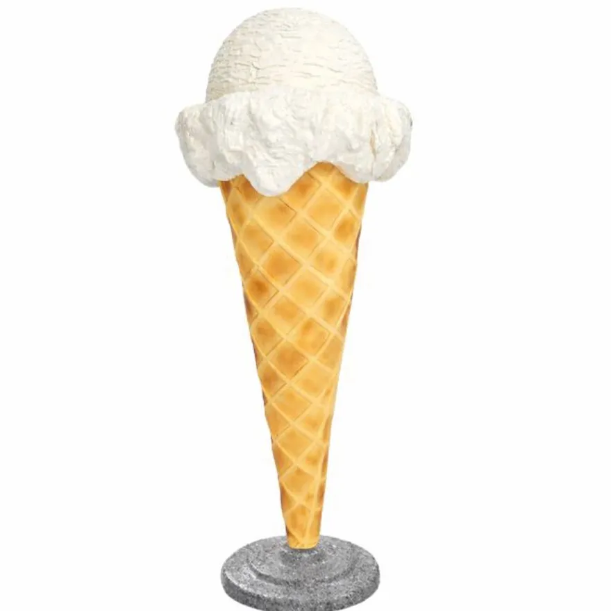 Casa Padrino Deko Eis im Hörnchen Weiß / Naturfarben / Grau H. 105 cm - Eisdielen Dekoration