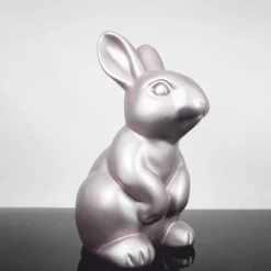 Casa Padrino Deko Figur Hase / Osterhase Silber H. 45 cm - Oster Deko Accessoires