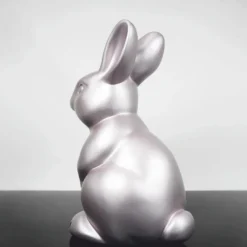 Casa Padrino Deko Figur Hase / Osterhase Silber H. 45 cm - Oster Deko Accessoires