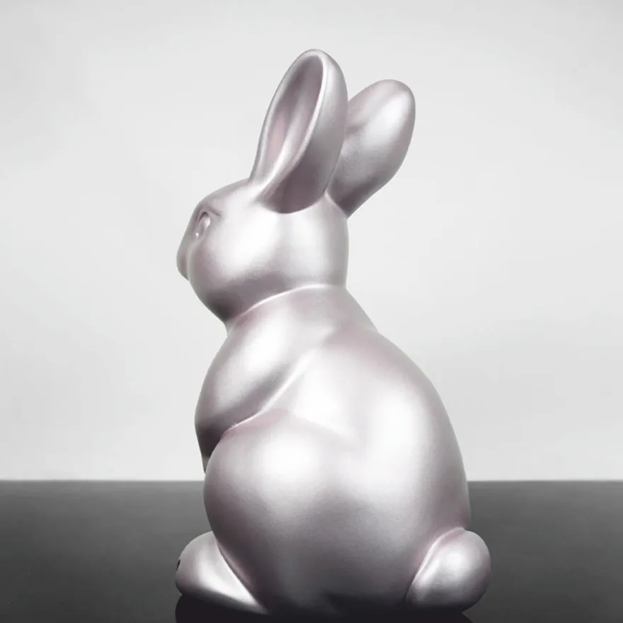 Casa Padrino Deko Figur Hase / Osterhase Silber H. 45 cm - Oster Deko Accessoires