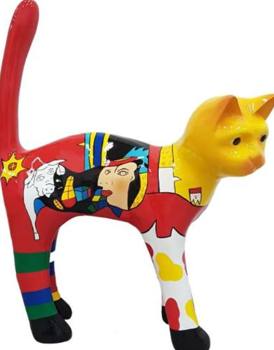 Casa Padrino Dekofigur Katze Mehrfarbig H. 110 cm - Wetterbeständige Deko Skulptur - Wohnzimmer Deko - Garten Deko - Deko Tierfigur