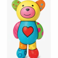 Casa Padrino Deko Figur Teddybär Herz Bunt H. 46 cm - Deko Skulptur