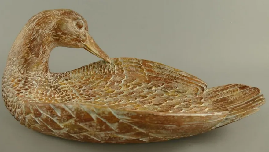 Casa Padrino Deko Holz Schale Schwan Braun 38 cm - Küchen & Tisch Dekoration