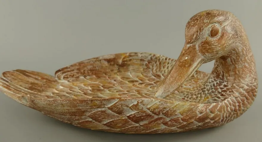 Casa Padrino Deko Holz Schale Schwan Braun 38 cm - Küchen & Tisch Dekoration