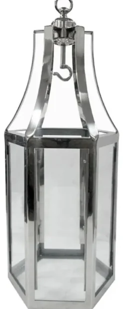 Casa Padrino Deko Kerzenleuchter Silber 31 x 31 x H. 76 cm - Metall Laterne mit Tragegriff - Gastronomie Accessoires - Restaurant Accessoires - Hotel Accessoires - Deko Accessoires