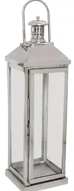 Casa Padrino Deko Kerzenleuchter Silber 18 x 18 x H. 65 cm - Metall Laterne mit Tragegriff - Gastronomie Accessoires - Restaurant Accessoires - Hotel Accessoires - Deko Accessoires