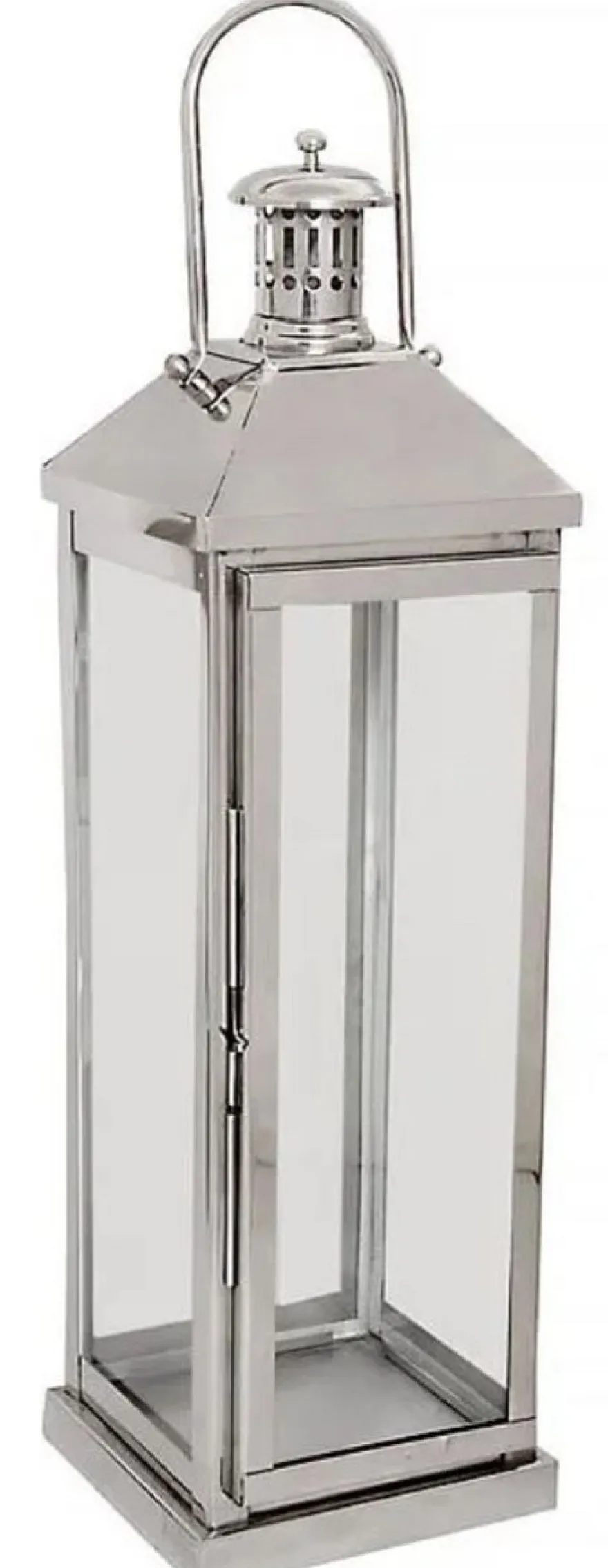 Casa Padrino Deko Kerzenleuchter Silber 18 x 18 x H. 65 cm - Metall Laterne mit Tragegriff - Gastronomie Accessoires - Restaurant Accessoires - Hotel Accessoires - Deko Accessoires