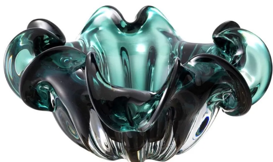 Casa Padrino Deko Schüssel aus mundgeblasenem Glas Grün Ø 21 x H. 10 cm - Luxus Deko Accessoires