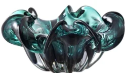 Casa Padrino Deko Schüssel aus mundgeblasenem Glas Grün Ø 21 x H. 10 cm - Luxus Deko Accessoires