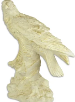 Casa Padrino Deko Skulptur Adler Cremefarben / Gold 42,7 x 25,7 x H. 59 cm - Polyresin Dekofigur