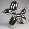 Casa Padrino Deko Skulptur Ballon Hund Silber Chrom 120 cm - Große Garten Figur