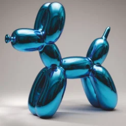 Casa Padrino Deko Skulptur Ballon Hund Chrom Blau 120 cm - Große Garten Figur