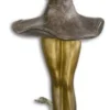 Casa Padrino Deko Skulptur Ballerina Antik Gold / Braun 19 x 17 x H. 59,8 cm - Polyresin Dekofigur - Deko Accessoires