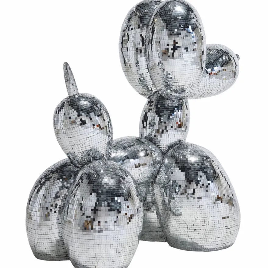 Casa Padrino Deko Skulptur Ballon Hund Silber 130 cm - Große Deko Figur