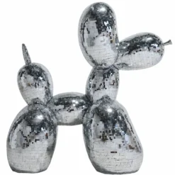 Casa Padrino Deko Skulptur Ballon Hund Silber 130 cm - Große Deko Figur