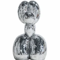Casa Padrino Deko Skulptur Ballon Hund Silber 130 cm - Große Deko Figur