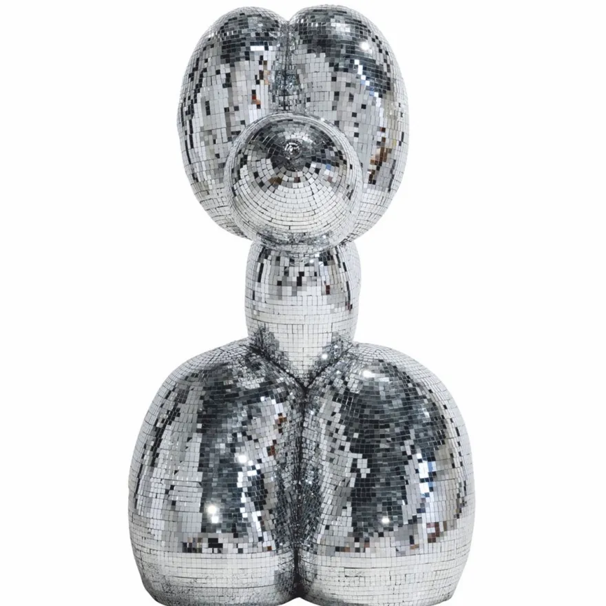 Casa Padrino Deko Skulptur Ballon Hund Silber 130 cm - Große Deko Figur