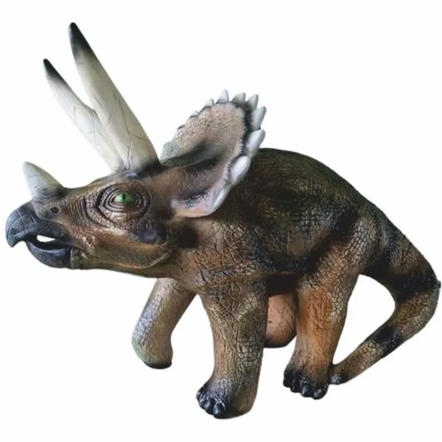 Casa Padrino Deko Skulptur Dinosaurier Triceratops Braun 102 cm - Garten Figur