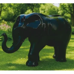 Casa Padrino Deko Skulptur Elefant Schwarz 84 x H. 57 cm - Deko Figur