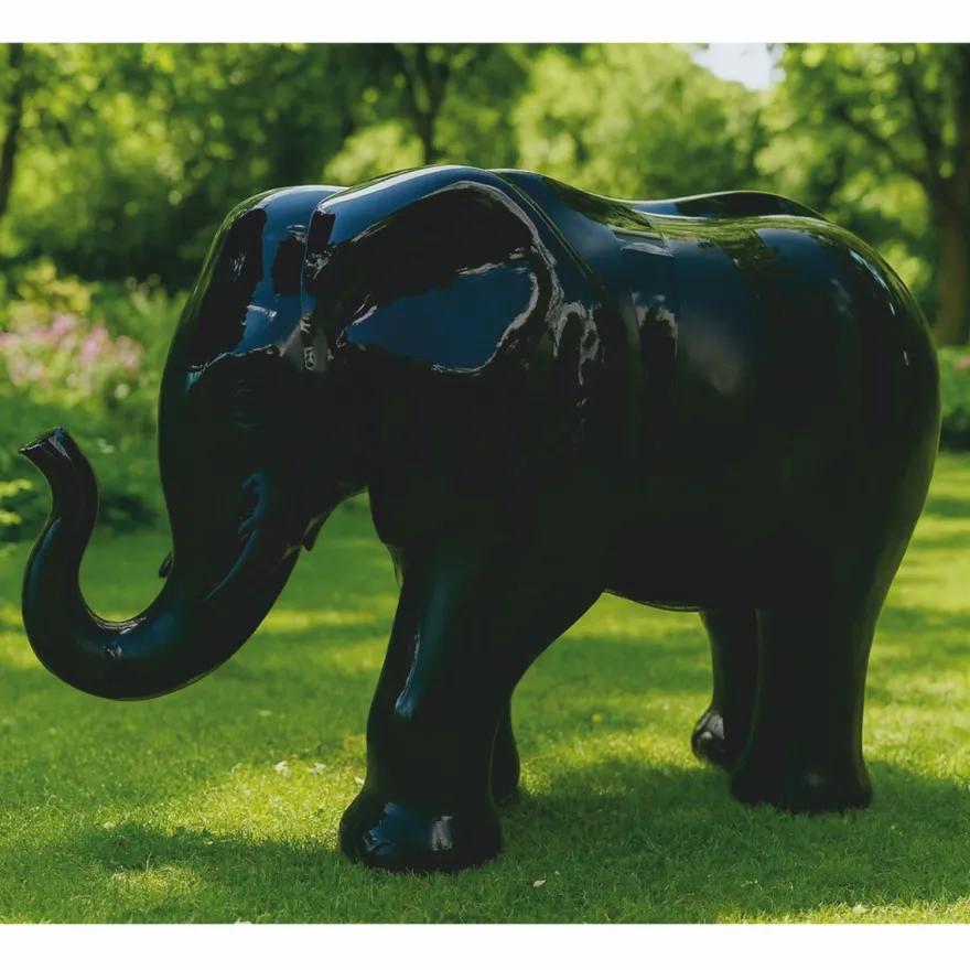 Casa Padrino Deko Skulptur Elefant Schwarz 84 x H. 57 cm - Deko Figur