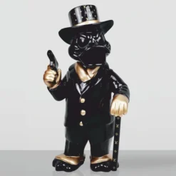 Casa Padrino Deko Skulptur Ente Schwarz / Gold H. 120 cm - Große Garten Deko Figur