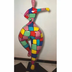 Casa Padrino Deko Skulptur Frau beim Sport Bunt H. 132 cm - Garten Figur