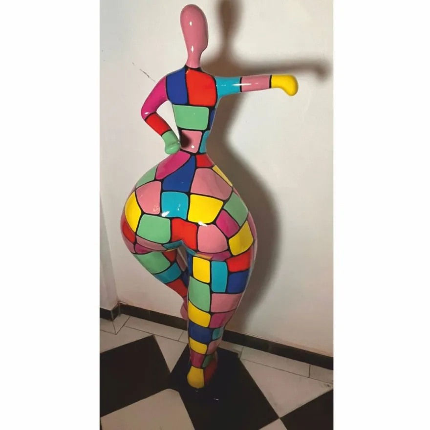 Casa Padrino Deko Skulptur Frau beim Sport Bunt H. 132 cm - Garten Figur