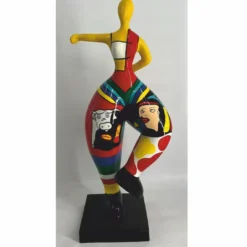 Casa Padrino Deko Skulptur Frau beim Sport Bunt H. 85 cm - Garten Figur