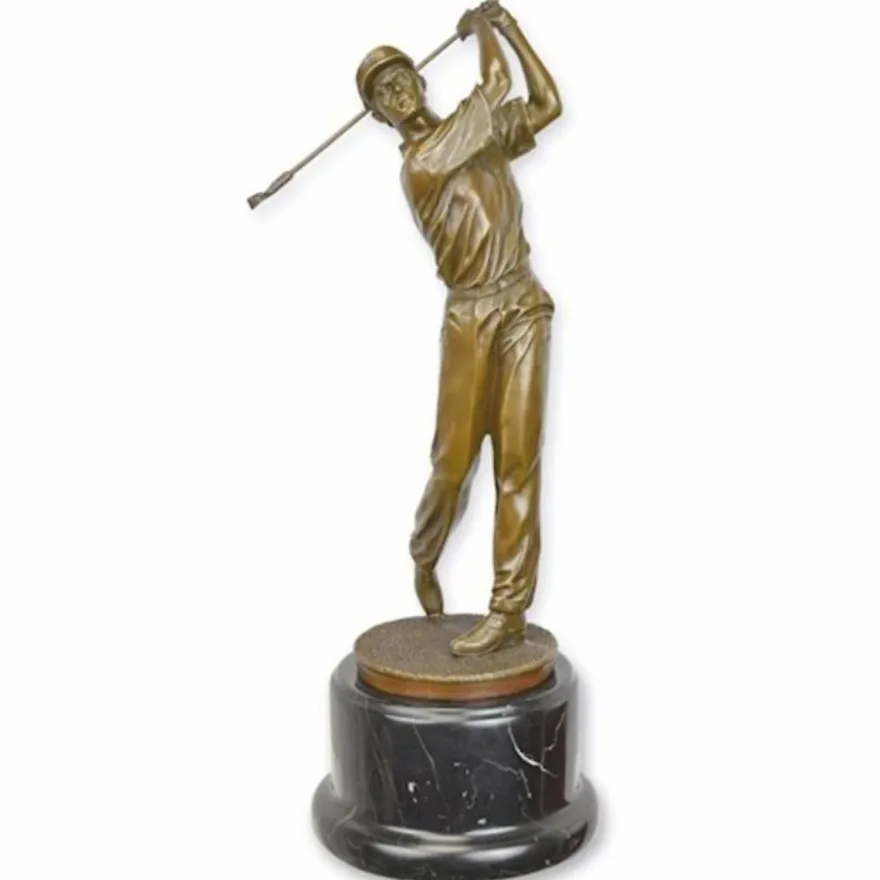 Casa Padrino Deko Skulptur Golfspieler Bronze / Schwarz H. 37,9 cm - Bronze Deko Figur