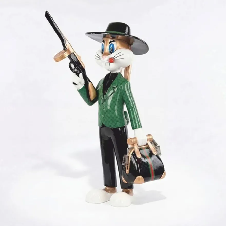 Casa Padrino Deko Skulptur Hase Bunt H. 120 cm - Garten Deko Figur
