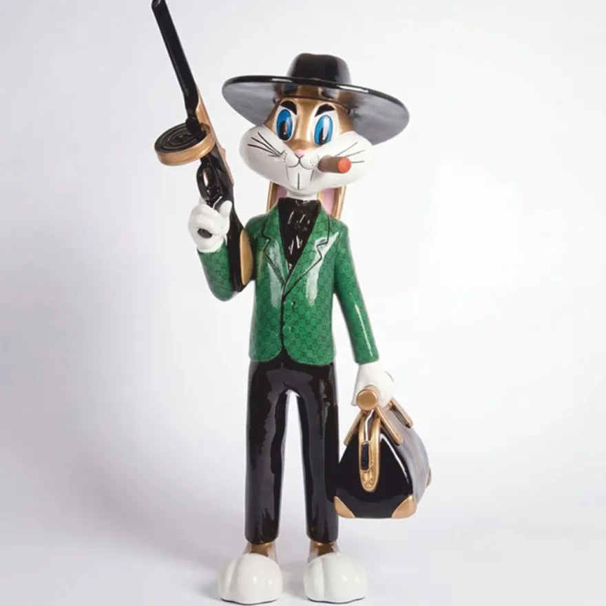 Casa Padrino Deko Skulptur Hase Bunt H. 120 cm - Garten Deko Figur