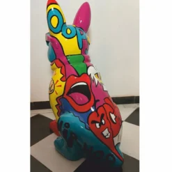 Casa Padrino Deko Skulptur Hund Bulldogge Bunt H. 80 cm - Garten Deko Figur