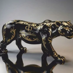 Casa Padrino Deko Skulptur Panther Schwarz / Gold 160 cm - Garten Deko Figur CPB