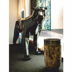 Casa Padrino Deko Skulptur Puma Katze Schwarz 150 cm - Abstrakte Deko Figur