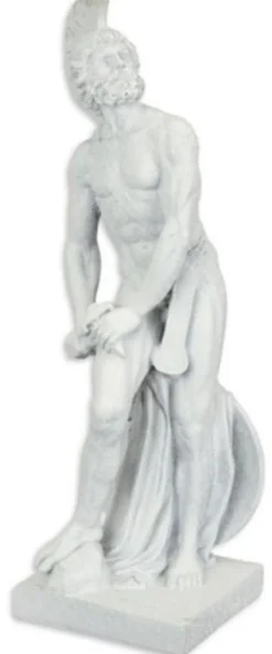Casa Padrino Deko Skulptur Römischer Soldat Grau 16,5 x 16,8 x H. 49,7 cm - Kunstharz Dekofigur - Wohnzimmer Deko - Deko Accessoires
