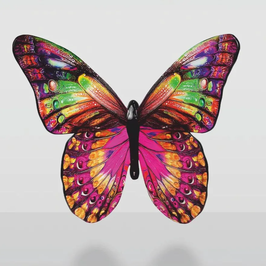 Casa Padrino Deko Skulptur Schmetterling Bunt / Schwarz 60 cm - Deko Figur