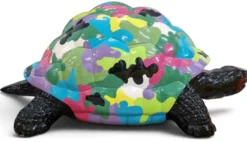 Casa Padrino Deko Skulptur Schildkröte Mehrfarbig / Schwarz 110 cm - Garten Deko Figur