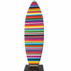 Casa Padrino Deko Surfboard mit Ständer Bunt / Schwarz H. 70 cm - Deko Accessoires