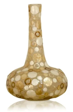 Casa Padrino Deko Vase aus Muschelschalen Ø 26 x H. 43 cm - Ringe & Punkte