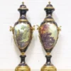 Casa Padrino Deko Vasen Lila / Gold 30 x H. 100 cm - Barockstil Porzellan Vasen Set