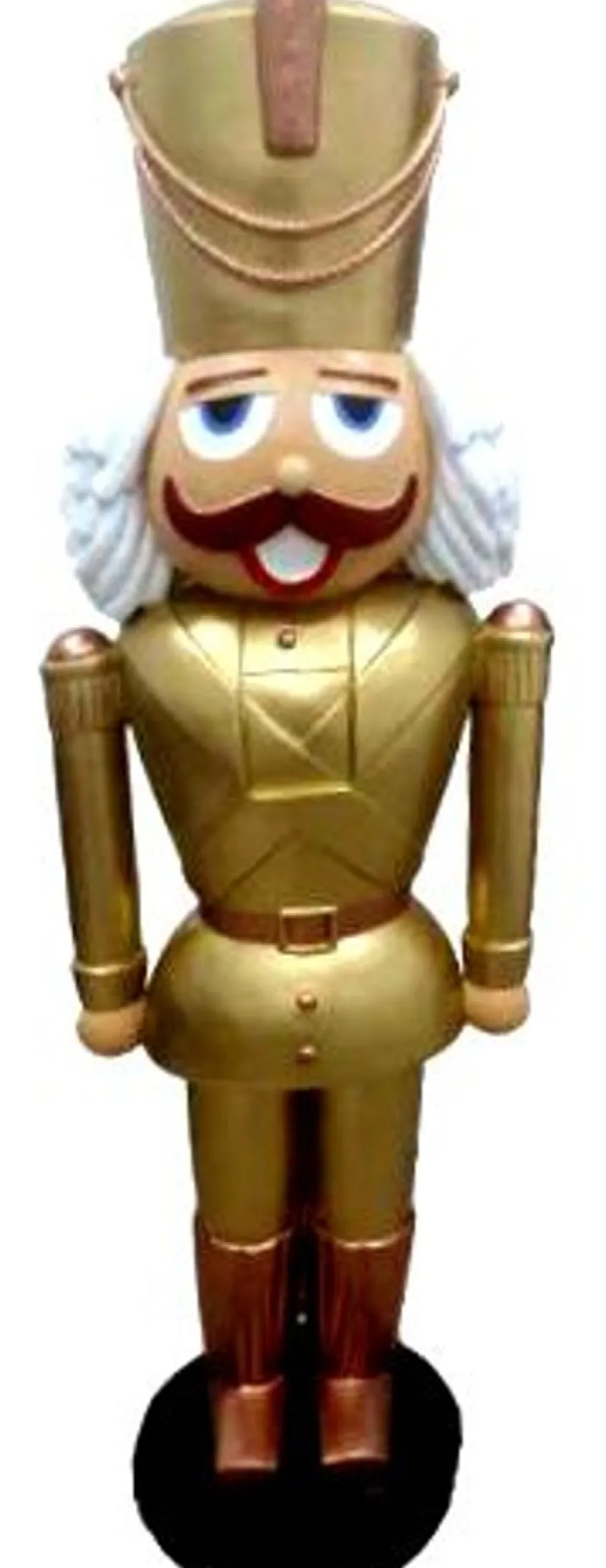 Casa Padrino Deko XXL Skulptur Nußknacker Gold mit Uniform Lebensgross 180 cm - Weihnachten Weihnachtsdeko Kaufhausdeko