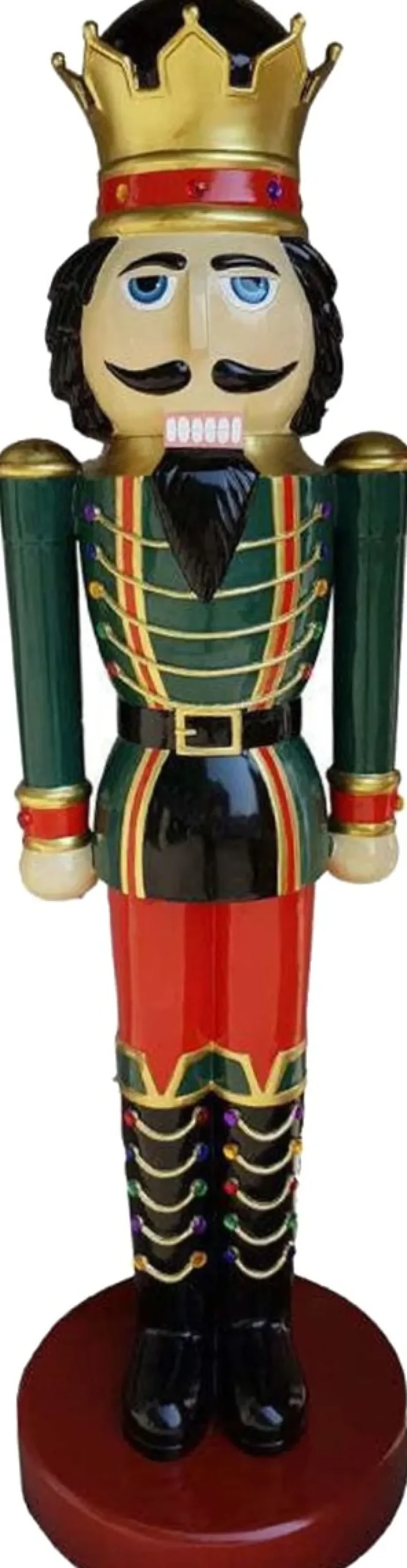 Casa Padrino Deko XXL Skulptur Nußknacker Grün / Rot mit Uniform Lebensgross 200 cm - Weihnachten Weihnachtsdeko Kaufhausdeko