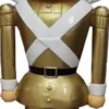 Casa Padrino Deko XXL Skulptur Nußknacker Gold / Weiß mit Uniform Lebensgross 180 cm - Weihnachten Weihnachtsdeko Kaufhausdeko