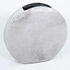 Casa Padrino Designer Aluminium Blumenvase, Vintage Look, Silber, 38 x 8 x H 40 cm