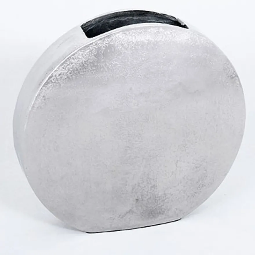 Casa Padrino Designer Aluminium Blumenvase, Vintage Look, Silber, 38 x 8 x H 40 cm