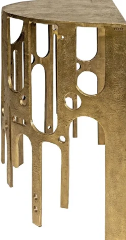 Casa Padrino Designer Aluminium Konsole Bronzefarben 90 x 45 x H. 75 - Halbrunder Konsolentisch - Wohnzimmer Möbel - Luxus Kollektion
