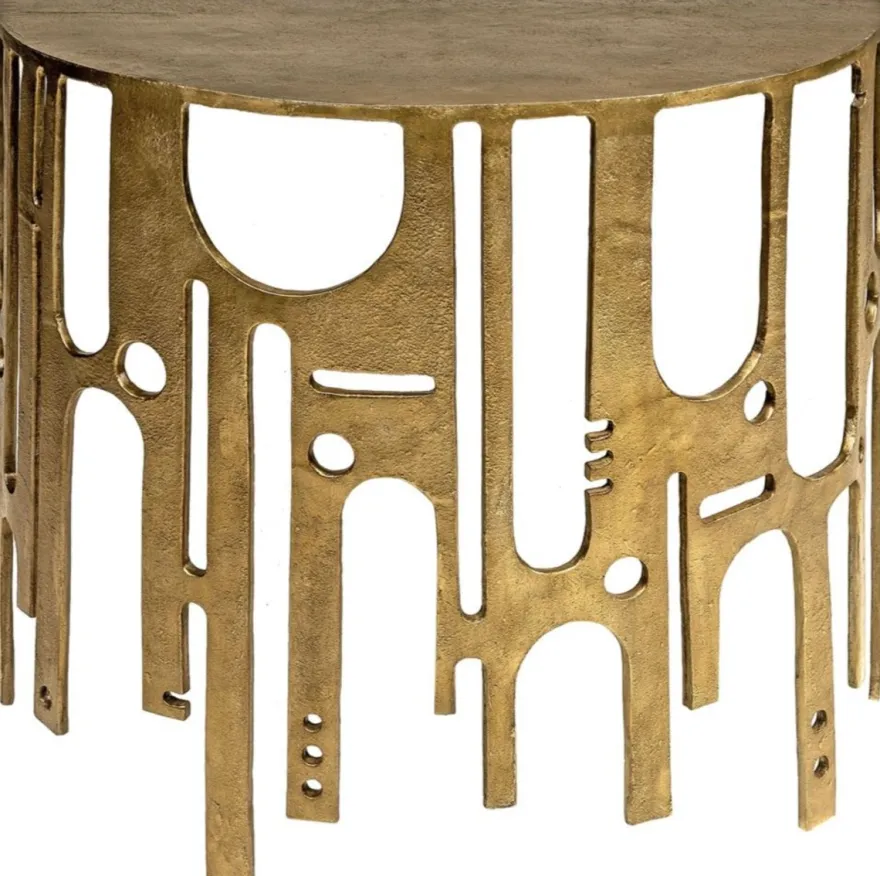 Casa Padrino Designer Aluminium Konsole Bronzefarben 90 x 45 x H. 75 - Halbrunder Konsolentisch - Wohnzimmer Möbel - Luxus Kollektion