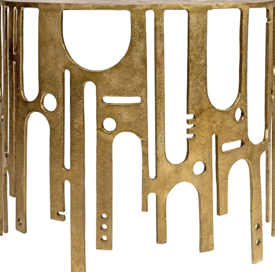 Casa Padrino Designer Aluminium Konsole Bronzefarben 90 x 45 x H. 75 - Halbrunder Konsolentisch - Wohnzimmer Möbel - Luxus Kollektion
